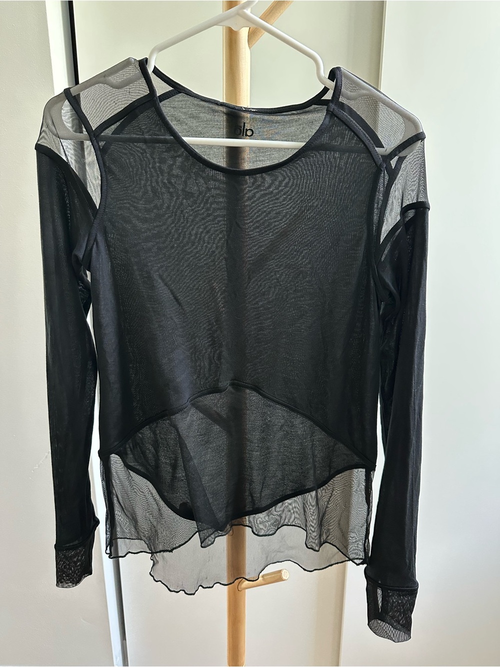 ALO Yoga Black Sheer Long-Sleeve Mesh Top